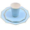 24pcs / ensemble Green Rose Blue Paper Paper Cups Pliant Table Valise POUR POUR ANNIVERTURE DU MÉDI