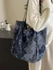 Shoulder Bags Trendy Grid Denim Large Women Tote Handbags And Purses Jeans Hobos Ladies Shopping Bag High Quality