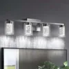 Modern com 6 luzes de níquel de 6 luzes Luz da vaidade do banheiro com vidro bolha de cristal, LED regulável, 3 opções de cores, arandela para banheiro