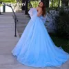 Urban Sexy Dresses Charming Sky Blue Shiny Appliques Beaded Prom Dress Detachable Puff Sleeves Tulle Ball Gowns Corset Princess Evening Gown Dress 240410