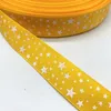 5ヤード15--38mmグログレインサテンリボンウェディングクリスマスパーティーの装飾のための印刷星diy bow craft ribbons supplies