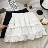 Surmiitro mini geplooide rok vrouwen zomer Koreaanse mode wit zwart alle match ruches esthetische hoge taille rok vrouwelijk 240328