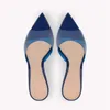 Summer Fashion Sexy PVC High Heel Slippers for Women European och American Elegant Slipon Big Size Shoes 42 85cm 240328