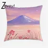 Kissen rosa Sonnenuntergang Glow Sea Beach Lanscape Schwimmmond Cover Rose Pflanze Heilungsserie Japanische Anime Wurf Kissenbezug Shutple