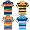 T-shirts T-shirt For Boys Summer Children Short Sleeve Stripe Tees Cartoon Bear Embroidery Tops Teens Breathable Polo Shirt Kids Clothing 240410