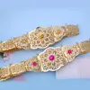 Maroc sur traditionnel Caftan Robe Belts Gold plaqué Crystal Flower Taile For Women Middle East Musulman Women de bijoux 240410