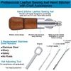 Stitching Awl Tool Kit for Leather Fabric Supplies, Leather Sewing Awl Hand Stitcher, Needles and Replacement Spools of Thread