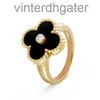 High End Vancefe Brand Designer Rings for Women v Gold High Edition Red Jade Marrow Clover Ring with Diamond and Lucky Grass Thick Senior Brand Logo Designer Jewelry