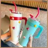 Tumblers 304 Stainless Steel Gradient 40oz Car Cup Big Mac Ice Thermal Insulation With Handle Straw Coffee Summer