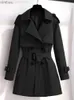 Damespakken Blazers Black Trench Coat For Women 2023 Nieuwe mode Koreaanse stijl Kleding Vintage vrouwelijke jas Elegante vrouwelijke jassen Oversized vrouwenjas C240410