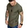 Short Sleeve Shirt Streetwear Hip Hop Sommer T-Shirt Männer Langzeit gebogener Saum Fitness T-Shirt Slim Lustig T-Shirt Plus Size M-3xl 240410