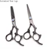 5.5 "6" 440c noir Personnaliser le logo Ciseaux de coupe Coupes Thinninng Cisteaux Ciseaux Cisseurs Chiens Cisseurs Shears Professional Shears C9005