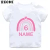 Rainbow 1 2 3 4 5 6 7 8 9 anni T-shirt di compleanno per ragazze personalizzano nome vestiti per bambini top per bambini maglietta per bambini presente, hkp2612