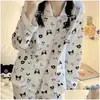 Dames slaapkleding vrouwen pyjamas cartoon printen winter en herfst kleding sets pyjama's voor tienermeisjes kawaii pijamas drop levering ap dhg2j