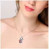 Schattig roze hartvormige kubieke zirkonia panda ketting voor kinderen - Chinese stijl hanglank ketting