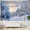 Snow Scenery Tapestry Wall sospeso piccolo tavolo da bohémien Mapt soggiorno decorato con panno di sfondo in poliestere