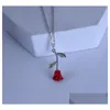 Colliers de pendentif Collier de rose rouge romantique Gift Day pour copine Designer Jewelry Accessoires Drop Livraison Pendentite Dh1fv