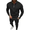 Herren Traursuits Männer Hosenanzug Zwei-teiliger gemütlicher Wintertracksanzug Set halbhöhe Kragen Sweatshirthose mit elastischer Taille Reißverschluss