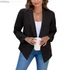 Frauenanzüge Blazer Sommer Schwarze Blazer Frauen 2022 weibliche Büro Frau neun Viertel Blazer Open Stitch Damen Slim Coats Femme Damen gekerbte Tops C240410