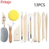 13 datorer Clay Tools Sculpting Kit Carving Knivskrapa Svamp Keramik Keramik Polymer Shapers Modellering av snidade DIY -keramiska verktyg