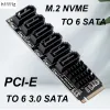 Kort nvme till sata expansionskort M.2 till SATA -adapter M2 -anslutning Intern SSD SATA 3 port multiplikator ngff m nyckel till sata3 controller