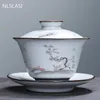 Retro keramisk gaiwan teacup handgjorda sancai te turen kinesiska tesvarare tillbehör dricker bärbar rese personlig kopp