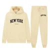 York Letter USA City Hoodies Pants 2 Pieces Sets Men Fashion Sweatshirt Casual Hooded Pullovers Sportwear Suit 240326