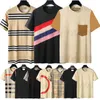 Designer Märke Mens T-shirts Classic T Shirts Summer London England Rands Plaid Grid Simple Round Neck Patchwork Solid Color Black White Tee Tops Mix Style 3xl