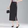 Skirts Vintage Elegant Jacquard Black High Waist Bodycon Straight Long Skirt Women 2024 Spring Summer Slim Fit Pencil 4XL 93167