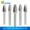 Rotary Files 6mm Shank Double Cut Rotary Burrs F Style Carbide Burrs for Dremel Rotary Tool Wood Carving Milling Cutter