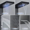 LED Shower Pannel Temp Display Screen Rainfall Shower Head Waterfall Tub Faucet Wall Mount Big Massage Bathroom Shower Systems