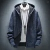 Maglioni da uomo a maglia per uomo cardigan spessa vestito da uomo inverno cappotto con cappuccio con cappuccio con cappuccio con zipper con tasche sopra la maglia a maglia a