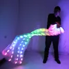 New Belly Dance Led Silk Fan Veil Stage Props Acessórios de performance Light Up Led Rainbow Silk Fan Véils