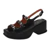 Trendy Roman Sandals Platform Wedges Womens Spring Summer Thick Sole Heel Open Toe Casual Buckle High Flip Flop Sandles Heels 240228