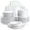 VEWEET AVIVA 24/48-Piece Ivory White Porcelain Ceramic Tableware Dinnerware Set with Soup Plate,Bowl,Dinner Plate,Dessert Plate