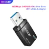 Kaarten EDUP 1300Mbps USB3.0 WiFi Adapter Network Card 5.8GHz 2,4 GHz Dual Band Wireless Win11 AC USB -adapter voor PC Desktop -laptop