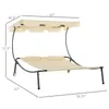 Beige Patio Double Chaise Lounge Raded Hängemattenbett mit verstellbarem Baldachin