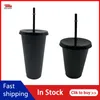 5 -stcs 473 ml/700 ml zwarte herbruikbare plastic waterfles koude beker met deksel en stro magie tumbler gepersonaliseerde tumbler koffiemok