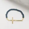 Pulsera de encanto simulado de moda de moda para mujeres que empalme perlas perlas femenino dorado color cross regalo de joyería