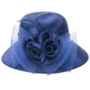 Lawliet UV Protection Sun Hats for Women Satin Ribbon Feathers Floral Wide Brim Church Tea Party Dressy A433240409