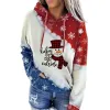 Spettacoli di felpe da donna stampato di Natale 2023 Nuovo pullover tasca con cappuccio autunno/inverno casual plus size ciotto