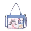 Japanese Harajuku JK Canvas Bag For Women Transparent Pocket Itabag Mochila High School Girls Uniform Crossbody Shoulder 240326