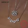 Colliers pendants TRENDY MAGNETIN STERLING SIRGE 925 Zircon Coeur à quatre feuilles Collier Pendant Femme Summer Bijoux Bijoux Birthday Gift 240410