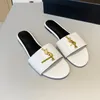 Designer Sandals Luxury Slides Black Brown Green Flat Heels Leather Metallic Gold Letters Womens Ladies Slippers Mules Slides Summer Shoes 2024 Yes sandale