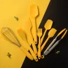 Utensile giallo utensile resistente al calore spatola spazzola per olio uova frusta pinze da cucina per utensili da cucina.
