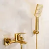 Mttuzk Wandgemonteerde vaste messing Golden vergulde badkuip kraan met handdouche badkamer lot koud bad douchekraan torneiras