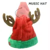 5 Val 2020 Musical Bell Christmas Santa Antler Hat Singing Dancing Moving Electric Antler Hat Plush Hatt Winter Warm Gif