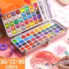 50/72/90 Farben Feste Aquarellpigment -Set Neone Metallic Pearlescent Aquarell Farbe zum Zeichnen von Kunstbedarf