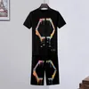 Mens T-shirt Set Spring Summer Classical Brand Fashion Pattern Rhinestone T-Shirt Pullover Shorts Casual Two Piece Set 240407