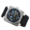 2023 Nouvelles montres-bracelets Men Bell Automatique mécanique montre en cuir marron en caoutchouc noir Ross Ross Montre Gift H2283M